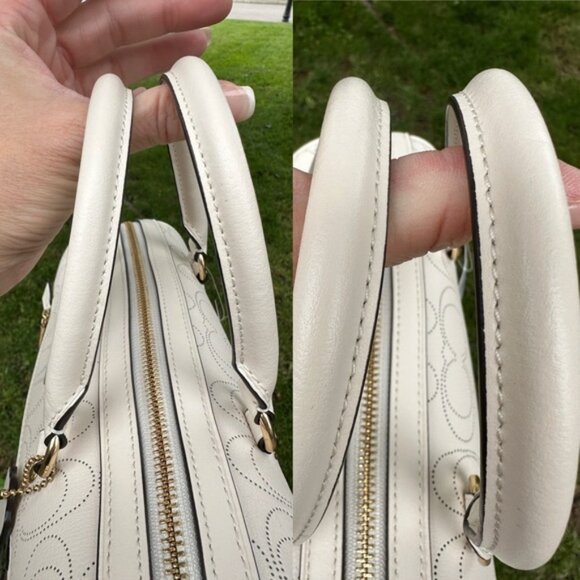 Coach NWT Rowan Perforated Signature Satchel in Chalk w/ crossbody Retails $378 - Picture 4 of 9